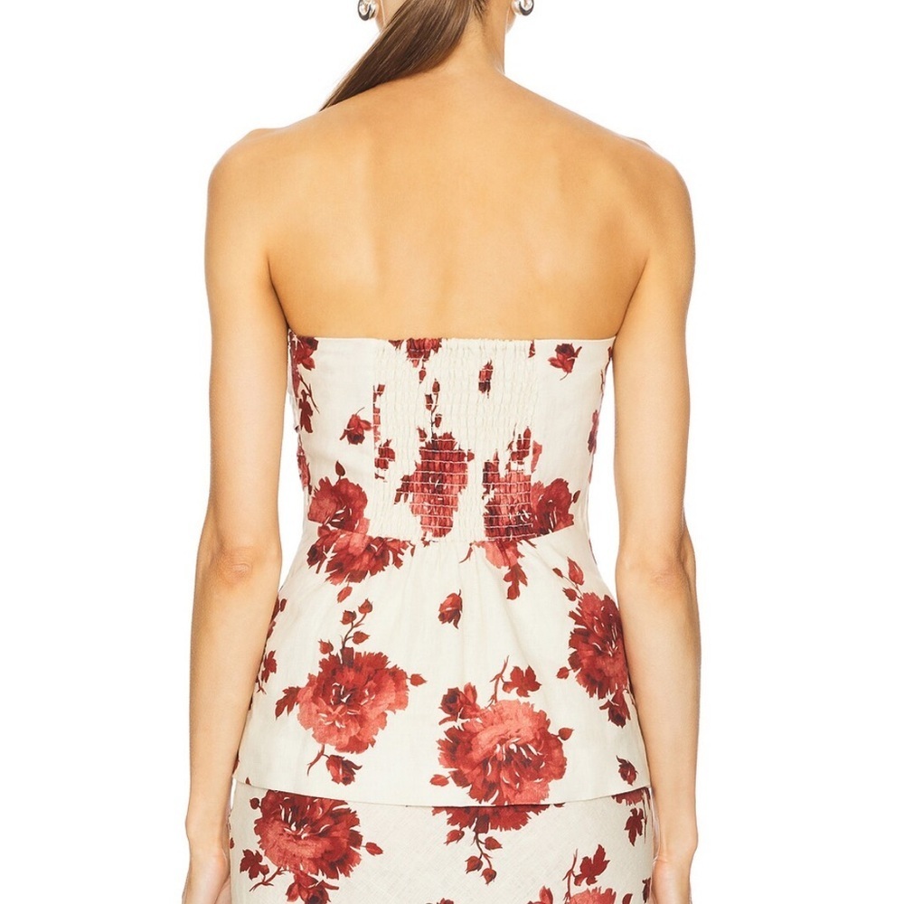 NEW FAITHFULL LINEN ROSE PRINT STRAPLESS TOP - Picture 3 of 3